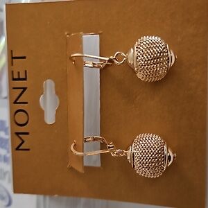 Monet Gold Tone Ball Earrings